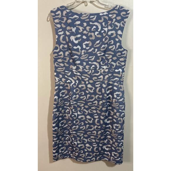 Ann Taylor Blue Leopard Print Sheath Dress Size 10 - Picture 6 of 8